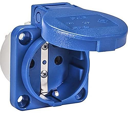 SiRoX Schutzkontakt-Einbau-Steckdosen IP54 blau RAL 5017 rückwärtig 70 x 70 mm 56 x 56 mm