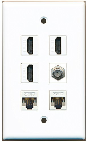 Riteav – 3 HDMI 1 porte cavo coassiale TV tipo F 2 Port CAT5e Ethernet bianco da parete piastra