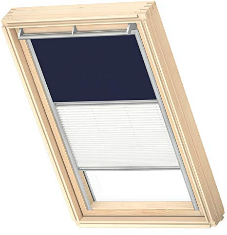 VELUX Original Dachfenster Duo Verdunkelungsrollo für FK06, Dunkelblau, mit Grauer Führungsschiene