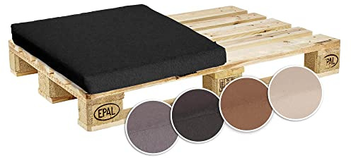 Beo Coussin pour Palette 60 x 80 cm - Imperméable pour Meubles en palettes - Fabriqué dans l'UE - Résistant aux UV - Anthracite - Coussins européens lavables - Coussins d'assise pour palettes Lisses