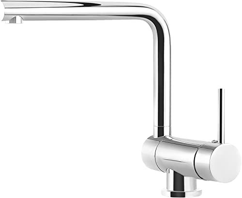 Grünblatt Robinet de cuisine basse pression pour montage de fenêtre avant (chromé, 1 bec rabattable)