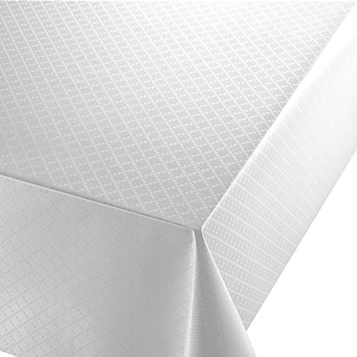 Wachstuch Diamant Relief Weiss Breite & Länge wählbar abwaschbare Tischdecke Eckig 130 x 160 cm