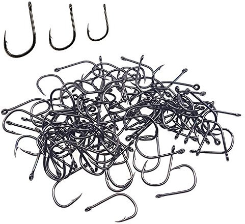 NUZAMAS Angelhaken aus Stahl, gemischte Größen, 8 # 10 # 12 #, schwarz, 300 Stück