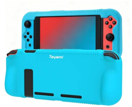 Teyomi Hülle für Nintendo Switch, Schutzhülle aus Silikon mit Federung und Anti-kratzt Spiel Kassette Slot Design