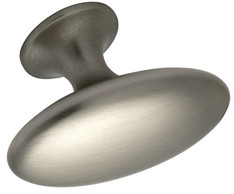 Furnipart Bouton de meuble simple largeur 60 mm – Bouton ovale en zinc moulé sous pression effet acier inoxydable
