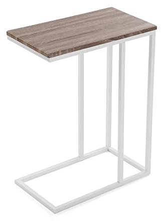 Versa Padua Table d'appoint pour Le Salon, la Chambre ou la Cuisine. Table Basse auxiliaire Moderne, Dimensions (H x l x L) 61 x 26 x 46 cm, Bois et métal, Couleur: Marron et Blanc