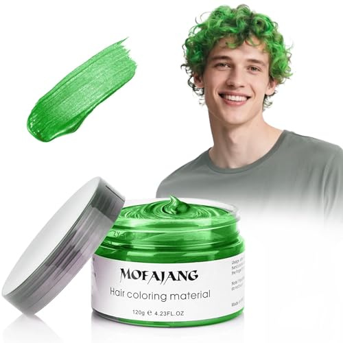 Temporäre Haarfarbe , Styling Haartone für Männer Frauen, Natürliche Frisur Pomade, Haarfärbemittel Wachs für Party, Cosplay & Halloween, 4,23 Unzen (Grün)