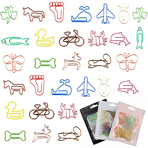 YUTOU 30 Stück Cartoon Bunte Tier Design Büroklammern Metall Paper Clips Lesezeichen Kreative Design für Büro Schule Notebook (Stil Zufällig)
