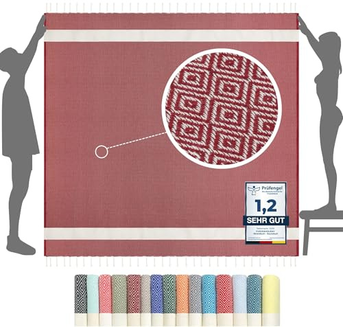 furora HOLIDAY Telo Mare Grande cotone 200x200 cm XXL GIGANTE | Telo Spiaggia antisabbia - Coperta Pic Nic - Pareo Asciugamano Mare spugna | Fouta Beach Towel lungo, frange angoli, Uomo Donna Ragazzi