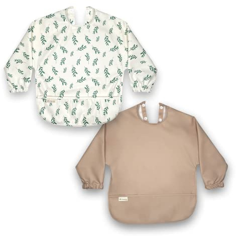 Little Keegs Long Sleeve Baby Bibs - Toddler Art Smock Feeding Baby Apron Eating Shirt Waterproof Wearable Full Sleeved Bib