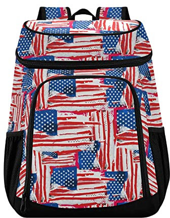 Kühlrucksack mit USA-Flagge, für Damen, Herren, Picknick, isolierte Kühltaschen, große Kapazität, Lunch-Rucksack für Arbeit, Schule, Angeln, Wandern, Camping, Park, Strand