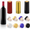 Glarks Lot de 54 bouchons en liège et capsules thermorétractables en PVC, 4 couleurs de bouchons en forme de T et 3 couleurs de bouchons de bouteille de vin rétractables pour bouteilles de vin