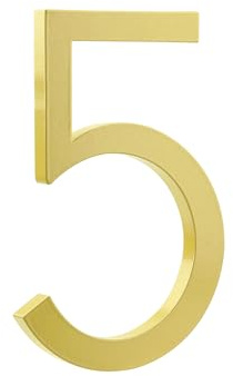 HASWARE Numero civico galleggiante 4 pollici (10 cm) Elegante porta numeri targa alfabeto Numeri indirizzo di casa (piccolo 5, Oro)