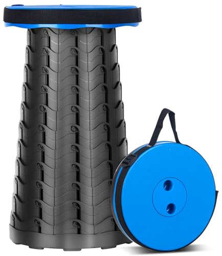 HIGSPE Sgabello Pieghevole Portatile, Sedia Portatile Regolabile in Altezza 6,5~45 cm, Sedie da Campeggio Telescopico per Esterni, Pesca, Barbecue, Carico Massimo 180kg /397lb