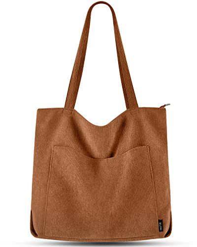 Prite Handväska för kvinnor, shoppingväska, stor väska, manchesterväska för universitet, skola, arbete, resor, shopping, brun, stor, död