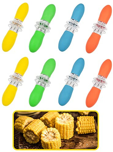 SENZEAL 16 Stück Maiskolben Spieße Maiskolben Halter Edelstahl Maiskolbenhalter Grill Ineinandergreifende Mais Spiesse Set mit Silikongriff für BBQ Camping Party Zuckermais Obst