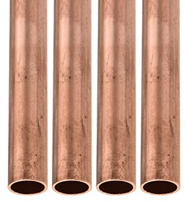 DTGN 15mm x 0.5mm x 200mm(ODxMuro TxL) Rame Tubo - 4pz - Buono per Macchinari Attrezzature Bricolage decorazionetivo Telaio - Rotondo Metallo Tubi