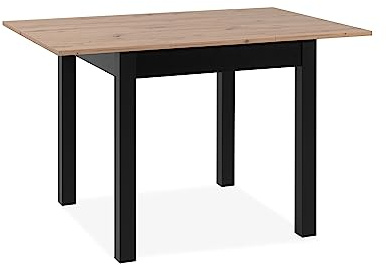 möbelando Esstisch >Coburg< ausziehbar 120cm, Artisan Eiche/schwarz - 80/120x76,5x80cm (BxHxT)