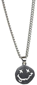 DUTACK Kpop Halskette mit Smiley-Gesicht, Teenager, Gothic, Hip-Hop, Mädchen, Kette, Smiley-Anhänger, Paar-Schmuck, Edelstahl