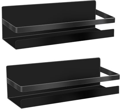 Sitayakuma Magnetisches Kühlschrank Regal, 2-stück Magnet Gewürzregal Hängeregal für Küchen Organizer Aufbewahrung (Schwarz)