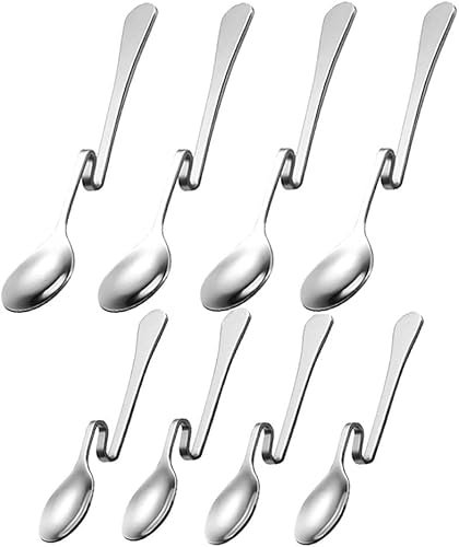 KOMUNJ 8 Stück Honiglöffel mit gebogenen Griffen - Longdrinklöffel Mit Knick Honiglöffel Mit Gebogenen Griffen