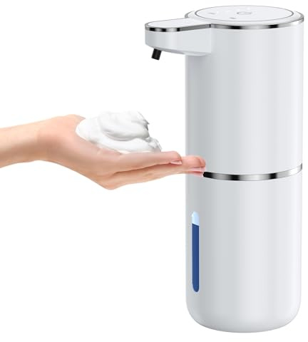 Fantictas 1500mah Dispenser Sapone Automatico, 380 ml Dispenser Sapone Bagno con Sensore A Infrarossi, Dosatore Sapone Schiuma da Parete, USB Rechargeable, Impermeabile IPX5, per Cucina, Bagno