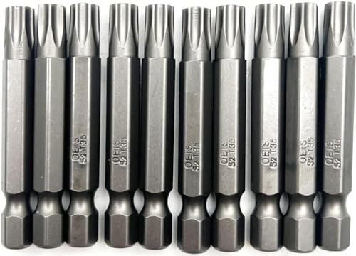 XMHF Juego de 10 piezas de 50 mm de largo, vástago hexagonal T35, cabeza torx, juego de puntas de destornillador magnético de seguridad a prueba de manipulaciones, estrella de 6 puntos, herramientas