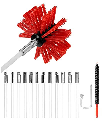 GAOSHI Länge Schornstein-Reinigungsbürste, Schornsteinfeger-Set for Lüftungskanäle, Ofenrohre, Trocknungsrohre Schornsteinreinigungsset (Color : 12 Rods, Size : 610mm)