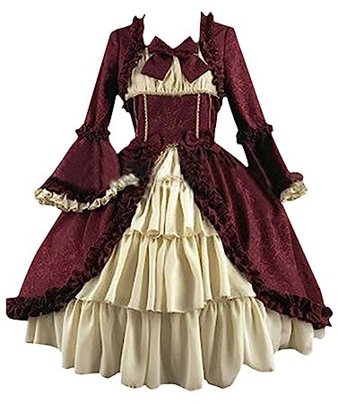 Mittelalter Kleidung Damen -Mittelalter Kleid Lang Renaissance Viktorianisches Kleid Abendkleider Cocktailkleid Rokoko Ballkleid Korsettkleid Plisseekleid Barockes Kleider Cosplay Karneval Kostüm