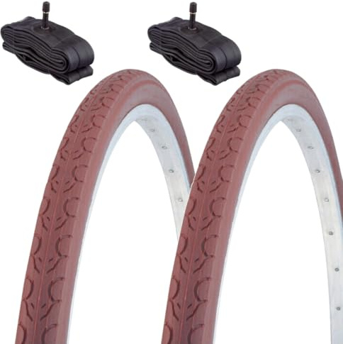 2 Copertoni 700 x 35 C + Camere America Pneumatici Marroni x City Bike Gomme Bicicletta Retrò Trekking Bici Adulto