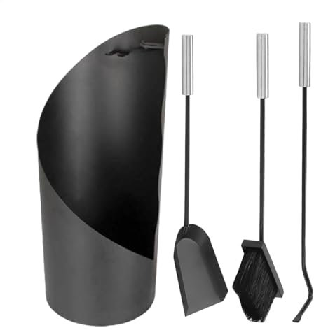 Set di 4 utensili per caminetto da esterno, set di 4 pezzi con pinze e attizzatoio in ferro resistente, accessori per caminetti resistenti al calore, utensili da cucina per barbecue, resistenti al