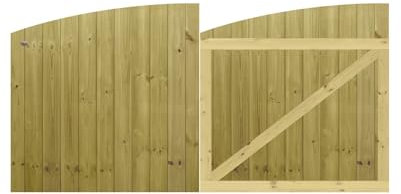 Premier Garden Supplies Made to Measure Tongue & Groove Fully Framed Arch Top Driveway Gates for Measurements Height 3ft - 4ft (90-120cm) x Width: 213cm - 244cm