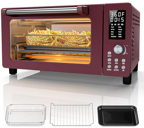 Nuwave Bravo Pro Convection Air Fryer Toaster Oven Combo, 2025 New and Improved, 10-in-1, 50°-450°F Temp Controls, Quick & Even Crisp Technology, 21Qt Capacity, Cinnamon, PFAS Free