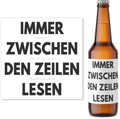 Willst du mein Trauzeuge sein Bieretiketten personalisiert 2 Stk. | Personalisiert, selbstklebende Etiketten, 9 x 9 cm, 2 Stück im Set, Trauzeuge fragen, lustiges Bier Geschenk
