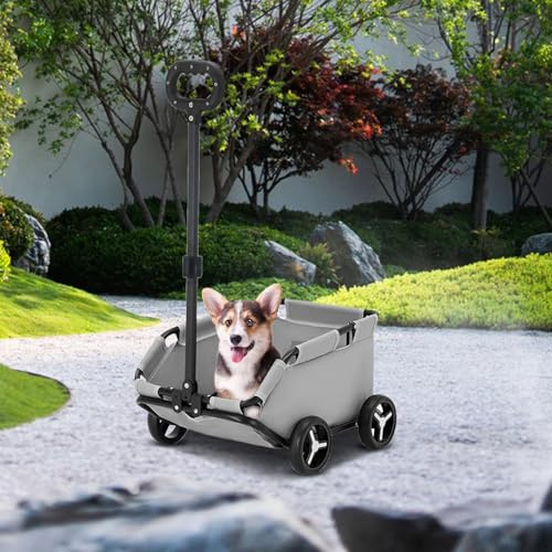 Klappbar Hundewagen Für Kleine Hunde, Faltbarer Hundebuggy, Tragbarer Haustier Kinderwagen, Rollender Transportwagen 4 Räders Haustierwagen, Campingwagen, Gartenwagen Für Hunde Katzen