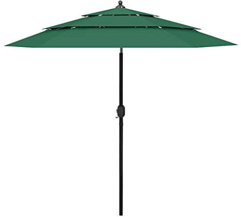 LLEZKBR 3-stöckiger Gartenschirm mit Aluminiumstange grün 2,5 m