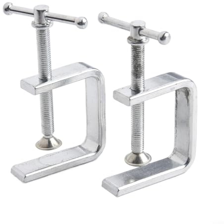 Zilimontt Lot de 2 colliers de serrage en C en alliage d'acier pour bois, métal, pierre, dalles en plastique, perçage, coupe et fixation, outils d'atelier (0 à 50 mm)