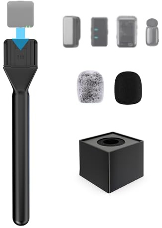 ZealSound Mic Handle for DJI Mic Mini/2/3, RODE Wireless GO 2/3, Hollyland Lark M1/C1, BOYA Mini & More, Wireless Lavalier Microphone Holder for Interviews, Vlogging, YouTube, TikTok, Reporting