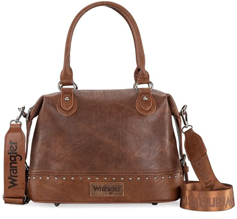 Wrangler zweifarbige Arzttasche mit Tragegriff oben, Handtasche und Damen-Schultertasche, Raw Bramble Brown, 10.5 x 4.5 x 8, Reißverschluss