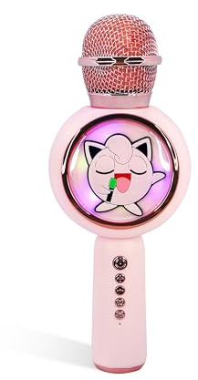 OTL Technologies Pokemon Jiggly Puff Popsing LED Light Up Wireless Karaoke Microphone with Voice Changer Mode – Pink