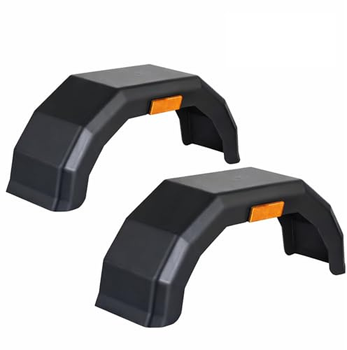 RheinParts 2X Anhänger Kotflügel 620x250x180mm – Schutzblech Kunststoff Schwarz mit Reflektor – Beidseitig montierbar – Radabdeckung für Anhänger – PP Anhängerkotflügel