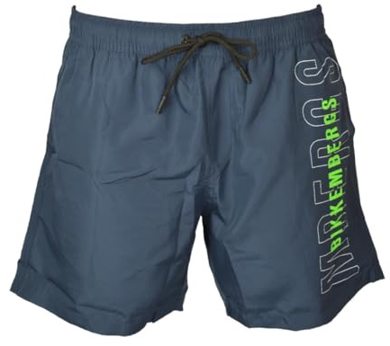 Boxer Mare Uomo Bikkembergs Piscina Swimwear Coulisse Esterna e Tasche Laterali e Una Dietro con Velcro Articolo BKK25MBM03, Navy, M