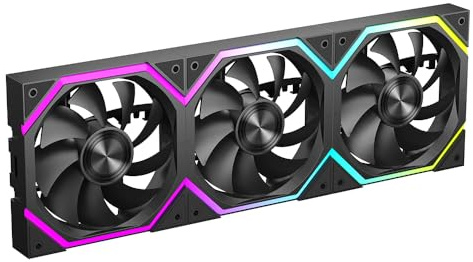 Jungle Leopard GALAXY Build Blocks UNI Daisy Chain RGB PC Lüfter 120MM 3er Pack,2000RPM/62.36CFM,5V3PIN ARGB und 12V4PIN PWM Lüfter (Schwarz)