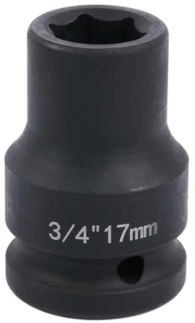 Uxney 3/4 Drive 17mm Impact Socket，6-Point Chrome Molybdenum Steel, for Heavy-Duty Truck and Automotive Repair, Metric