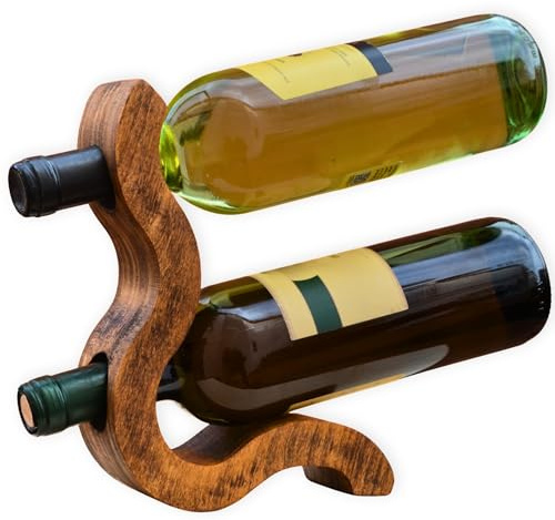 Lila Arte – Onda, Portabottiglie Vino in Legno Massello di Tulipier, Porta Bottiglie Design Artigianale Fatto a Mano in Italia, Idea Regalo per Amanti del Vino