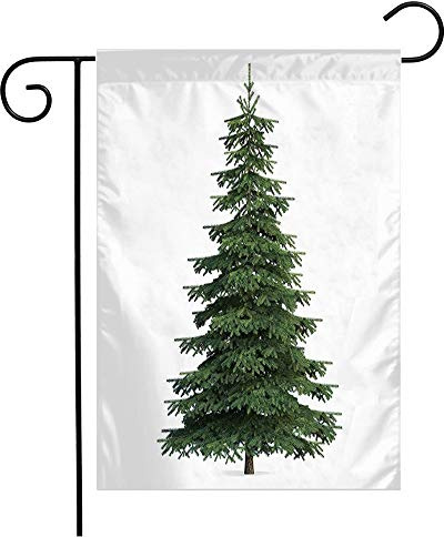 Gartenfahne Festliche Tannenbaum-Feier, Isoliertes Weißes 3D-Naturobjekt, Bäume, Winter, Nadelbaum, Grün Dekorative Fahnen Lustige Bauernhof Flaggen, Für Feiertage, Partys, 30x45cm