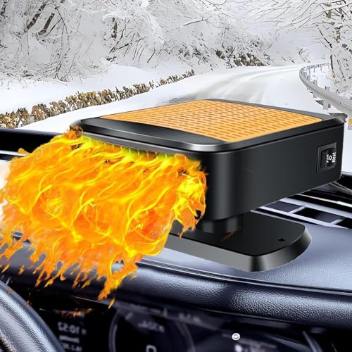 KQLHLHDYZ Calentador para Coche, Calentador portátil para Coche de 12 V, desempañador de Parabrisas con Calentamiento y enfriamiento rápidos de 200 W, Calentador portátil Giratorio de 360° para Coche