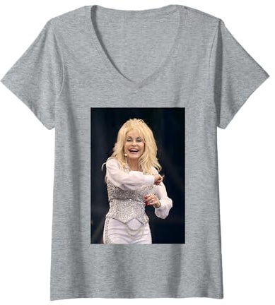 Femme La chanteuse américaine Dolly Parton en Concert au Festival 2014 T-Shirt avec Col en V