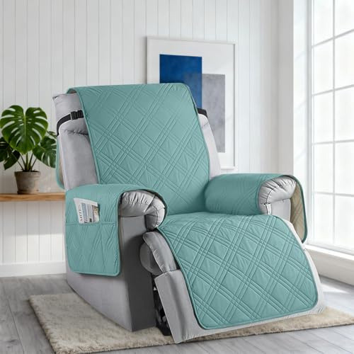 Yunlaishaocer Sesselschoner für Relaxsessel,Stretch Sesselschoner mit Taschen,Sesselbezug Fernsehsessel mit Armlehne,Sesselüberwurf für Fernsehsessel Relaxsessel Sesselhusse (Blau)