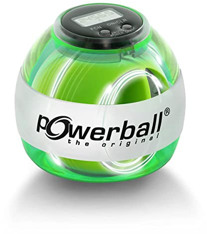 Powerball Max Green, gyroskopischer Handtrainer mit grünem Lichteffekt inkl. Drehzahlmesser, transparent-grün, das Original von Kernpower